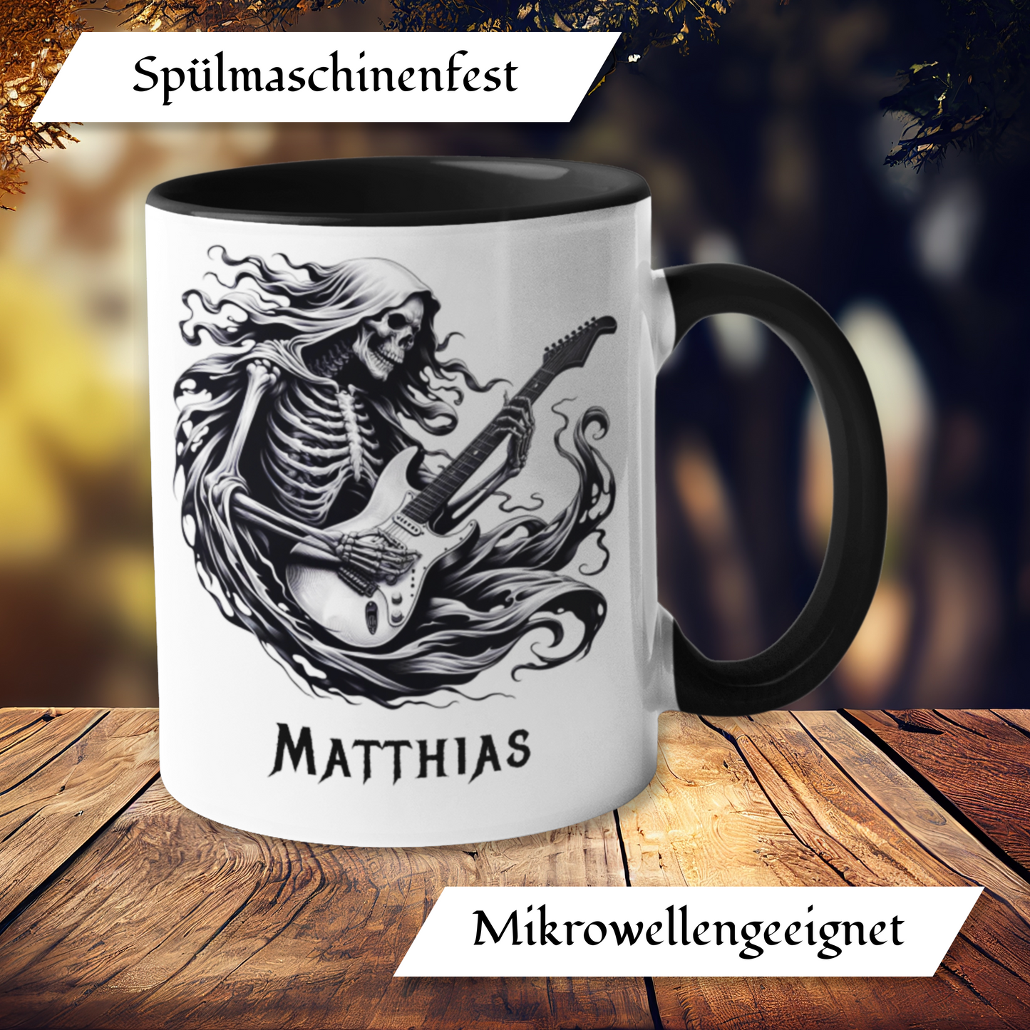 Personalisierte Heavy Metal Tasse mit Name, Motiv Grim Reaper