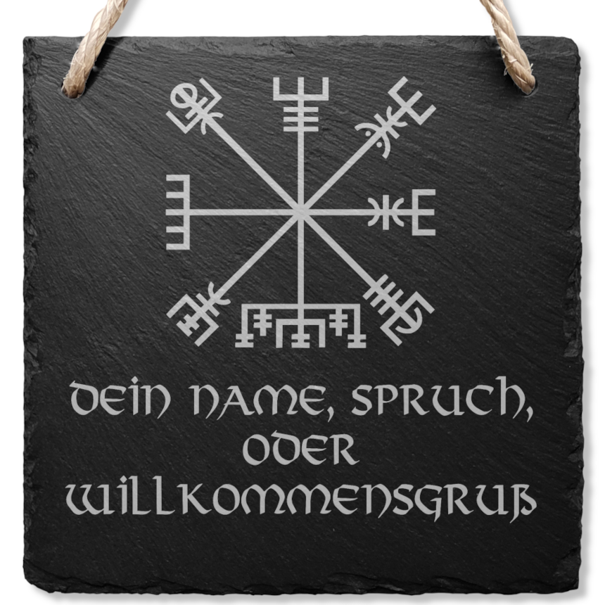 Personalisiertes Schiefer Türschild, Wikinger Kompass - Vegvisir