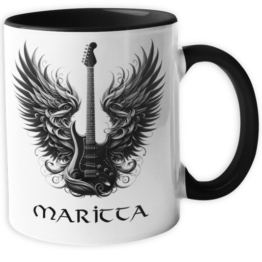 Personalisierte Heavy Metal Tasse mit Name, Motiv Gitarre ohne Spruch