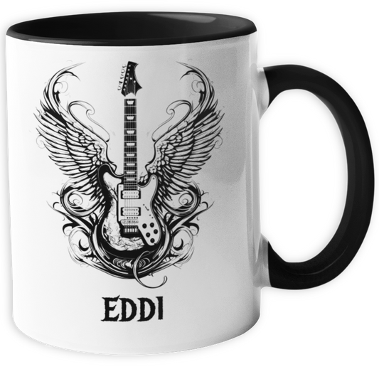 Personalisierte Heavy Metal Tasse mit Name, Motiv Gitarre ohne Spruch