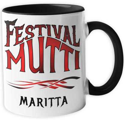 Personalisierte Heavy Metal Tasse mit Name, Festival Mutti, Metal Mom