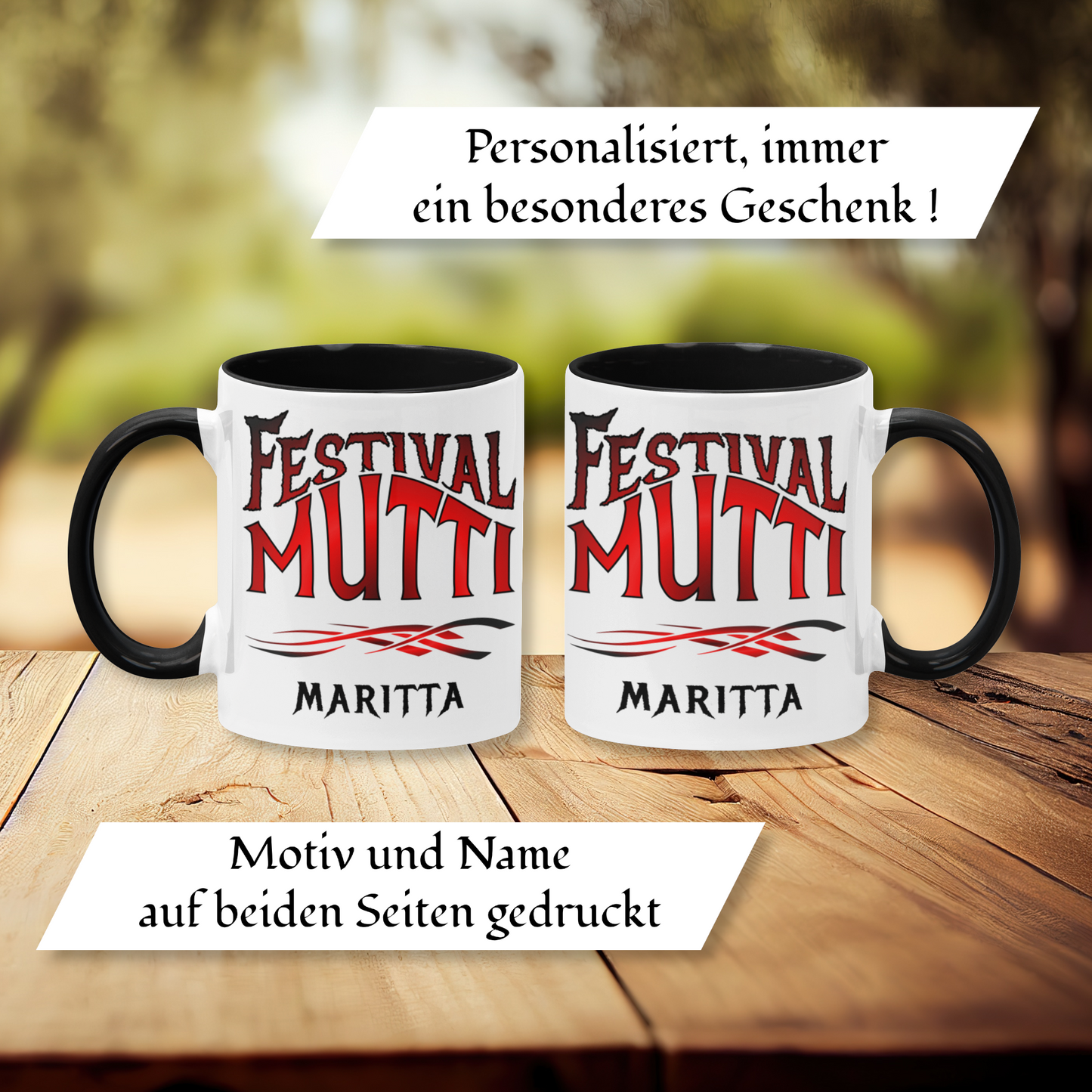 Personalisierte Heavy Metal Tasse mit Name, Motiv Totenkopf und Gitarre ohne Spruch