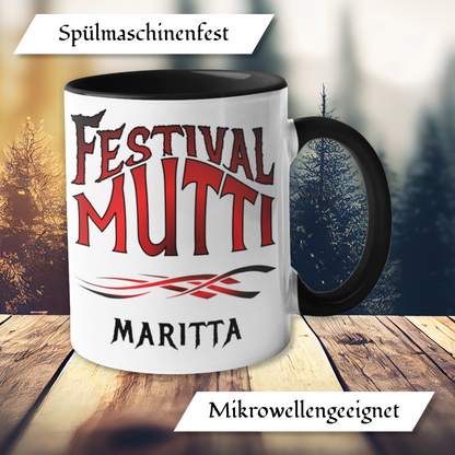 Personalisierte Heavy Metal Tasse mit Name, Motiv Totenkopf und Gitarre ohne Spruch