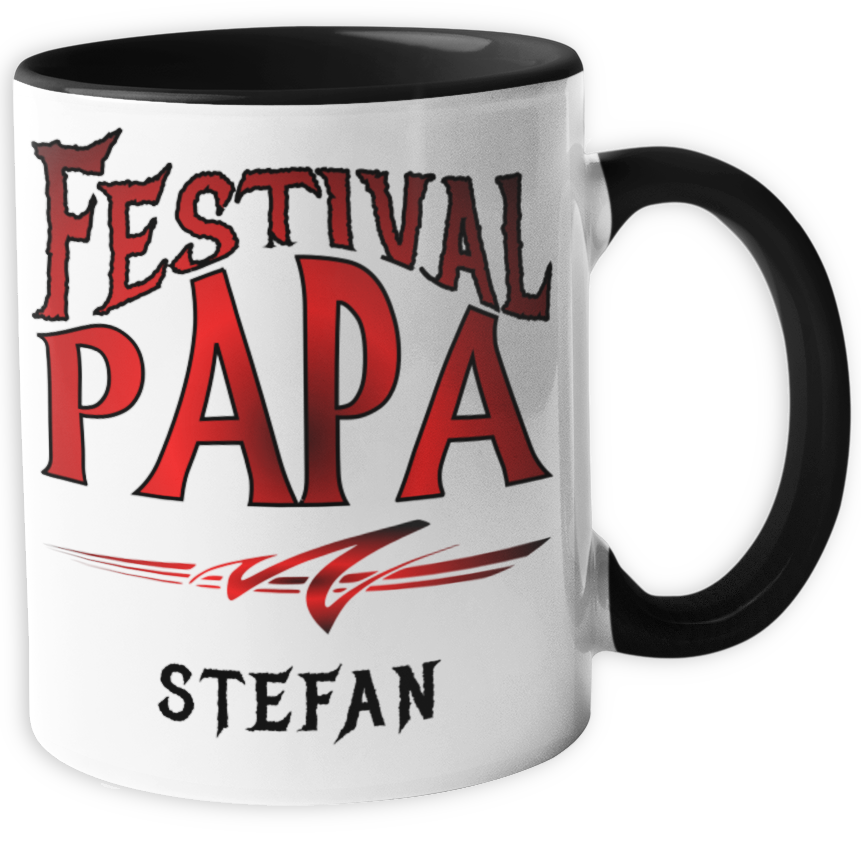 Personalisierte Heavy Metal Tasse mit Name, Festival Papa, Metal Dad