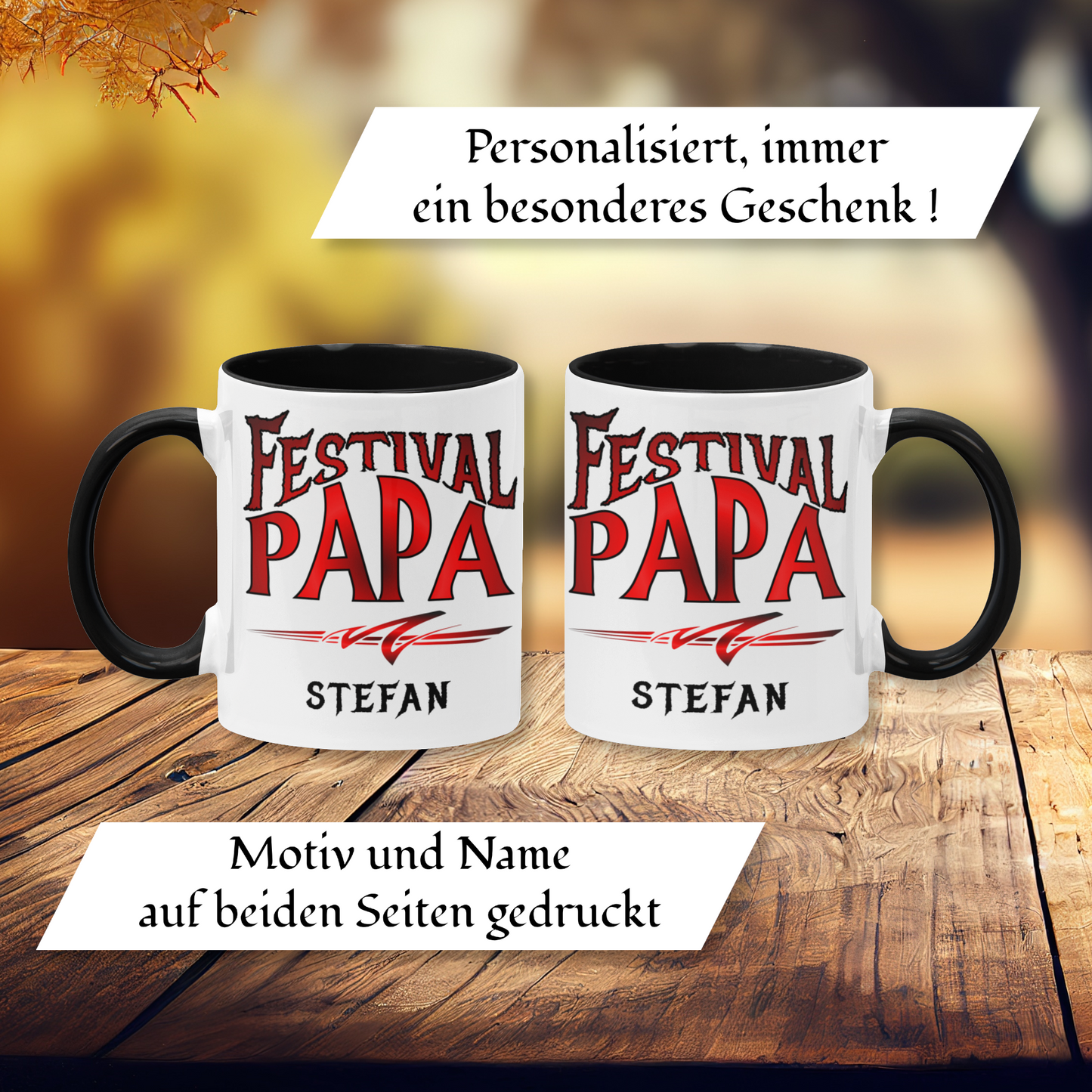 Personalisierte Heavy Metal Tasse mit Name, Motiv Totenkopf und Gitarre ohne Spruch