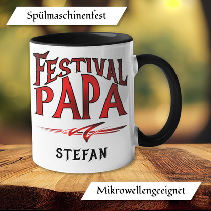 Personalisierte Heavy Metal Tasse mit Name, Motiv Totenkopf und Gitarre ohne Spruch