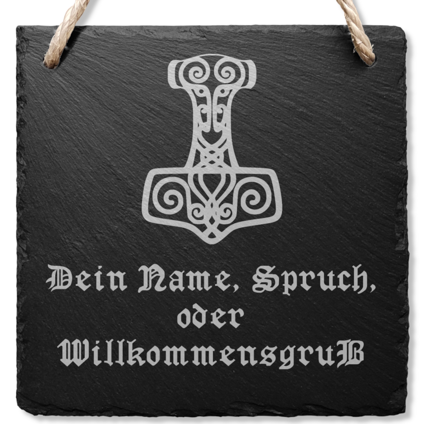 Personalisiertes Schiefer Türschild, Thors Hammer – Mjölnir