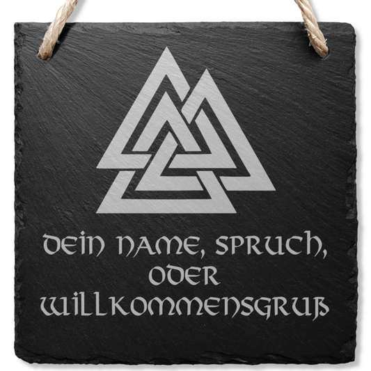 Personalisiertes Schiefer Türschild, Valknut