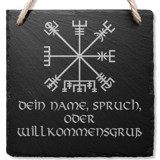 Personalisiertes Schiefer Türschild, Wikinger Kompass - Vegvisir