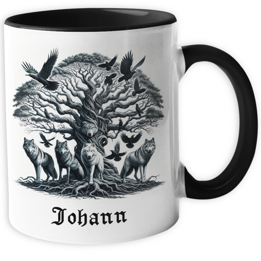 Personalisierte Wikinger Tasse | Motiv Yggdrasil Baum des Lebens