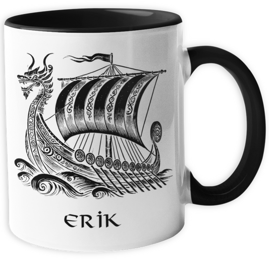 Personalisierte Wikinger Tasse | Motiv Wikingerboot